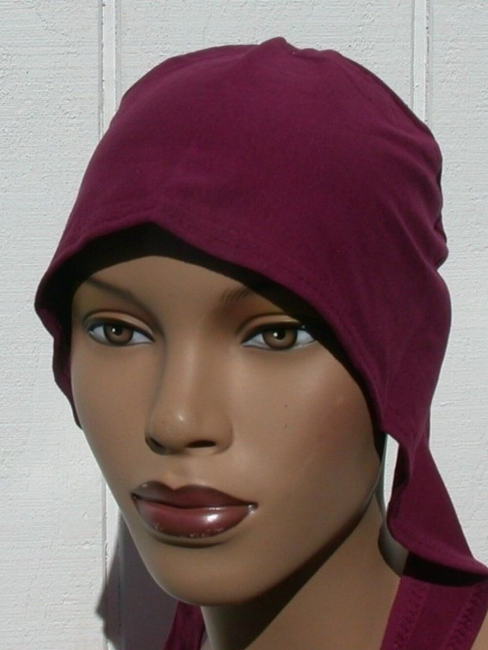 Burgundy Cotton Tie Back Bonnet Hijab Undercap